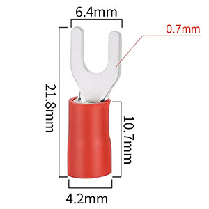 dimensions fourche en laiton SV 1.25-4S en laiton isolée à sertir 0.5 - 1.5mm² Ø3.2mm
